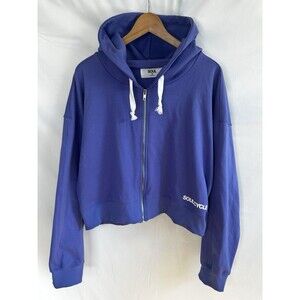 Soul Cycle Women's Full Zip Hoodie Cropped Sweatshirt Purple Made IN USA